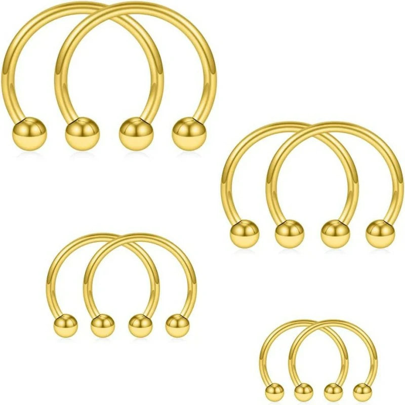 6-12mm 8PCS 16G Stainless Steel Nose Septum Horseshoe Earring Eyebrow Septum