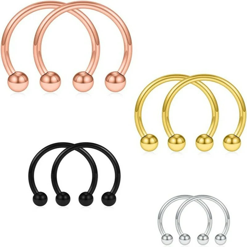 6-12mm 8PCS 16G Stainless Steel Nose Septum Horseshoe Earring Eyebrow Septum