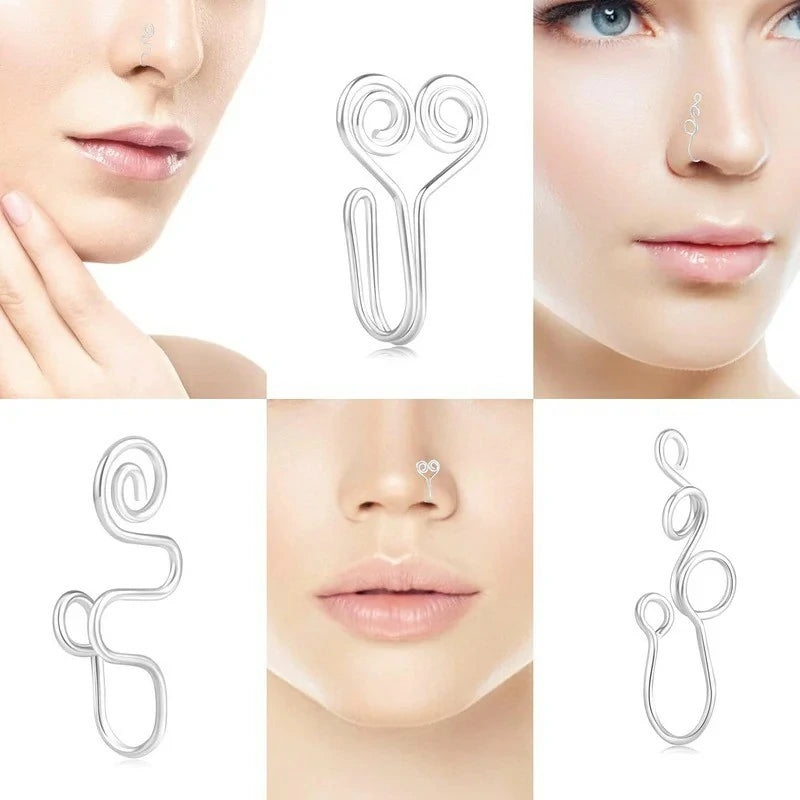 9 Pcs African Nose Cuff Jewelry Non Piercing Fake Nose Ring Clip Faux Nose Piercing