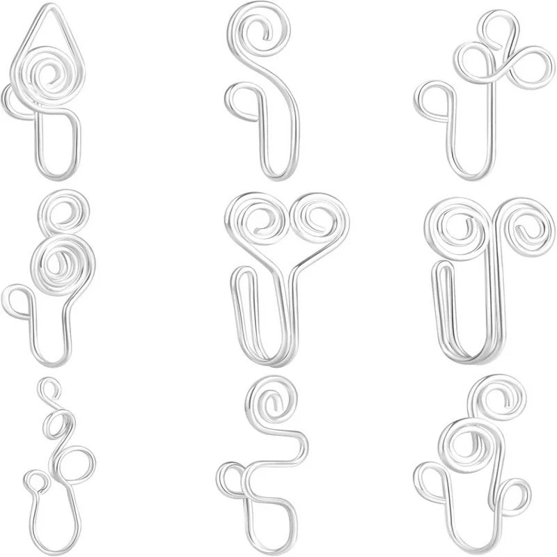 9 Pcs African Nose Cuff Jewelry Non Piercing Fake Nose Ring Clip Faux Nose Piercing