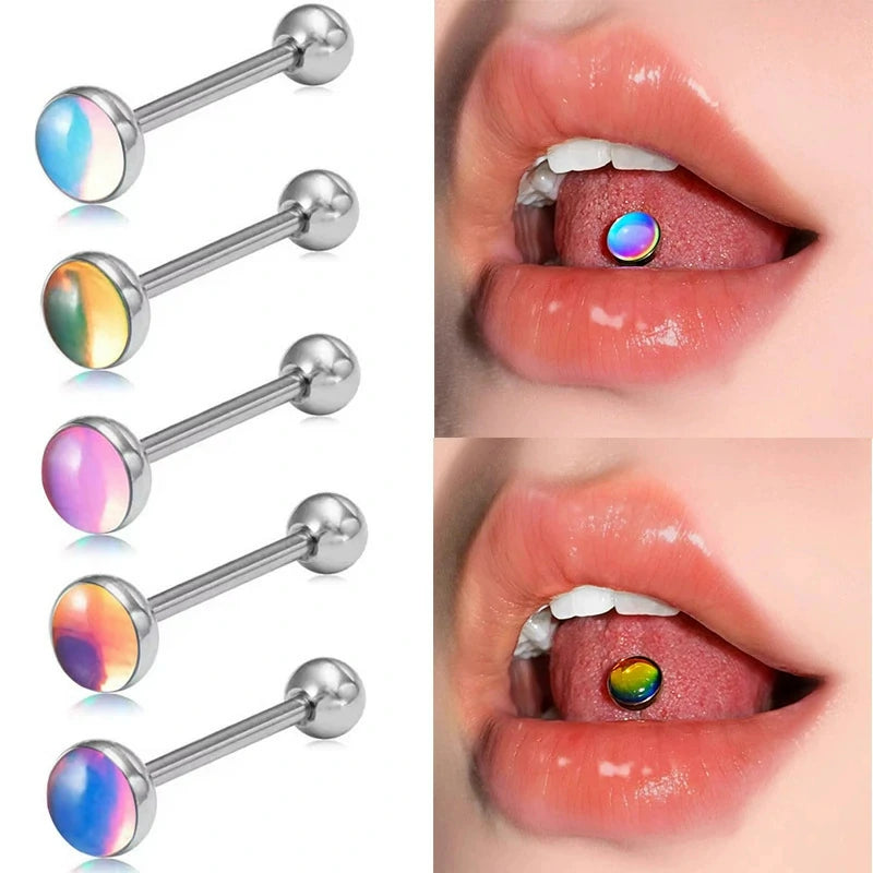 Light Tongue Rings G23 Titanum Premium Cut Zircon Internally Threaded