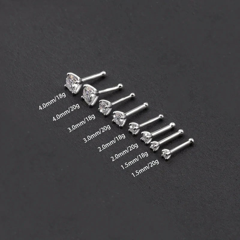 925 Sterling Silver 18G/20G Nose Studs Moissanite Nose Rings Hypoallergenic