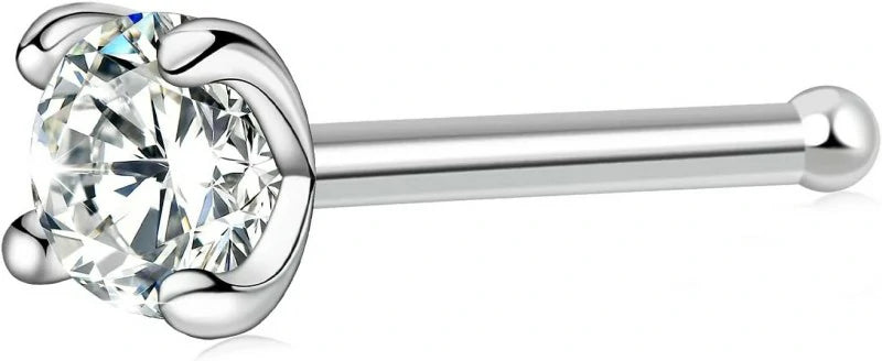 925 Sterling Silver 18G/20G Nose Studs Moissanite Nose Rings Hypoallergenic