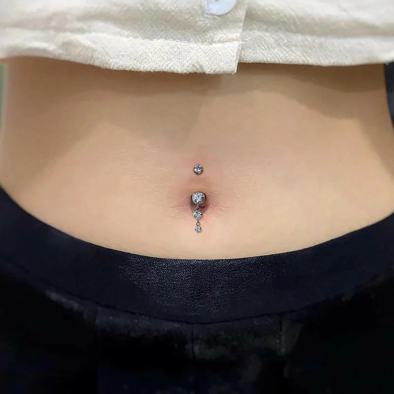 Dangle Belly Button Rings 14G 10mm 12mm - ASTM F136 Implant Grade Real Titanium Belly Ring