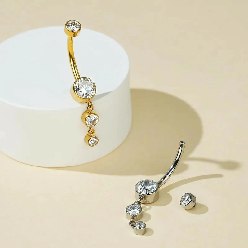 Dangle Belly Button Rings 14G 10mm 12mm - ASTM F136 Implant Grade Real Titanium Belly Ring