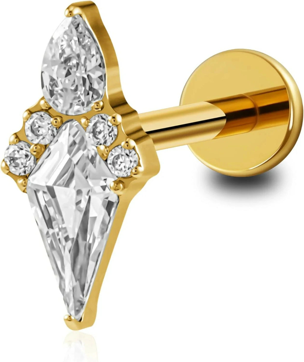 Titanium 16G 6mm 8mm Piercing Jewelry Stud for Conch Helix Flat Lobe