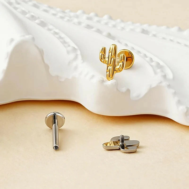 ASTM F136 Titanium Cactus Cartilage Earring Flat back Stud