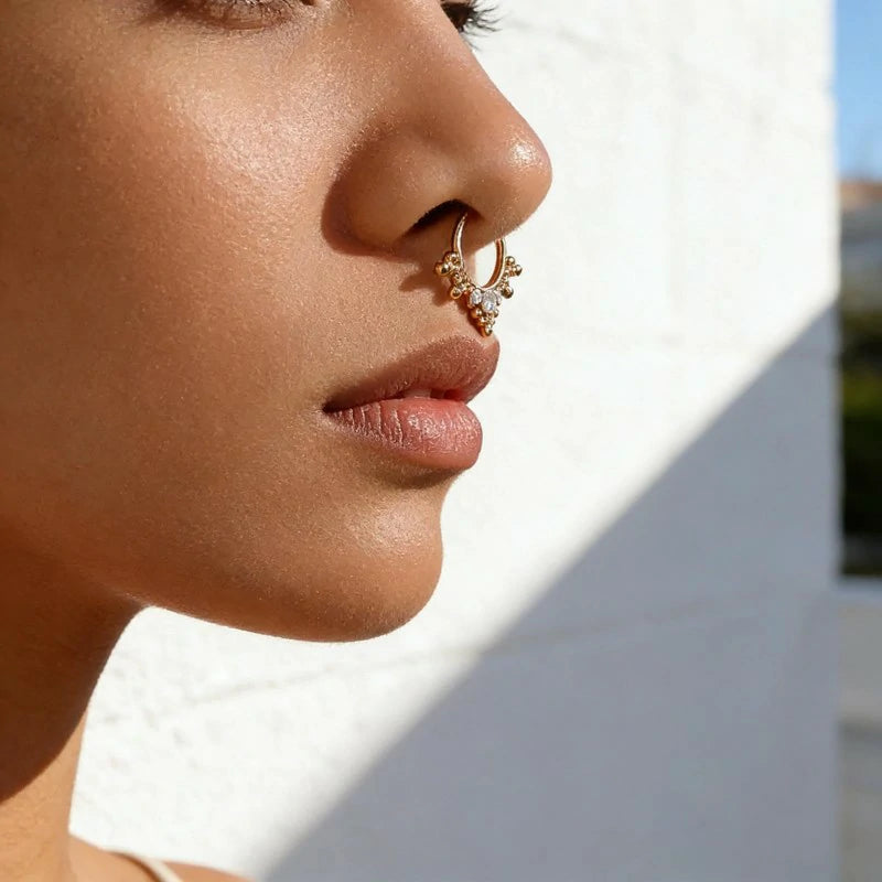 CZ Crown Clip On Nose Ring Gold Crystal Crown Faux Clip On Nose Ring Vintage Crown Cuff