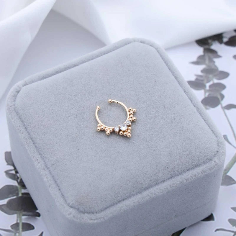 CZ Crown Clip On Nose Ring Gold Crystal Crown Faux Clip On Nose Ring Vintage Crown Cuff