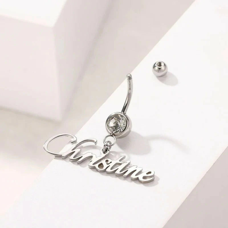 Custom Belly Ring Personalized Name Initial Belly Button Ring with Heart Birthstone Nameplate Piercing Jewelry