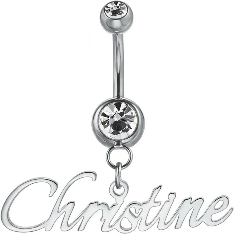 Custom Belly Ring Personalized Name Initial Belly Button Ring with Heart Birthstone Nameplate Piercing Jewelry