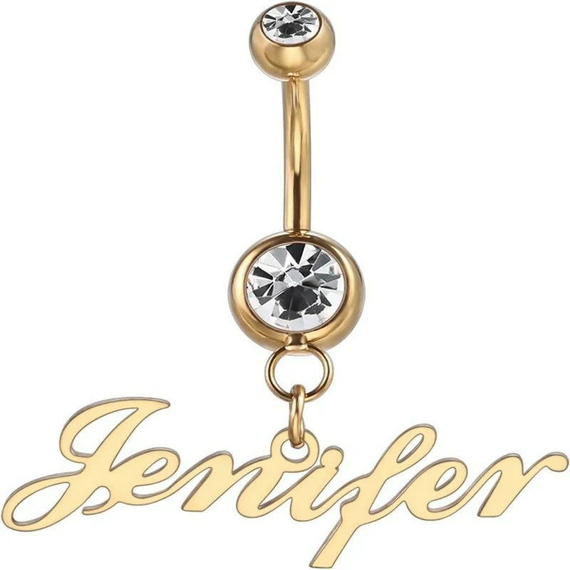 Custom Belly Ring Personalized Name Initial Belly Button Ring with Heart Birthstone Nameplate Piercing Jewelry
