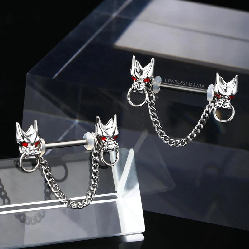 Dragon Nipple Rings Chain Nipple Piercing Jewelry 316L Stainless Steel Nipple Jewelry