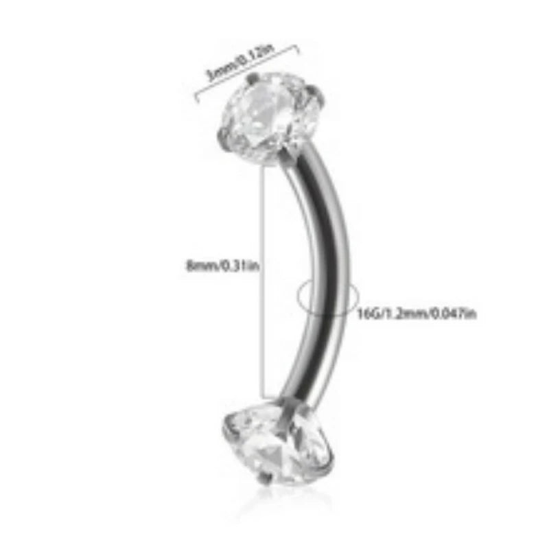 Eyebrow Piercing Jewelry Surgical Steel Vertical Labret Lip Jewelry Curved Barbell Tiny Eyebrow Rings Ear Rook Navel Small Belly Button Ring