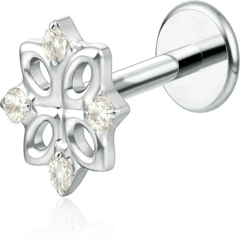 F136-18G 6mm 8mm 10mm Flat Back Internal Thread Stud Earring Piercing Jewelry for Tragus Helix Conch Cartilage Nose Lip(1pc)