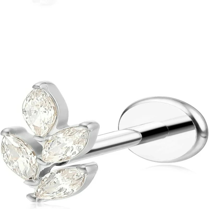 F136-18G 6mm 8mm 10mm Flat Back Internal Thread Stud Earring Piercing Jewelry for Tragus Helix Conch Cartilage Nose Lip(1pc)