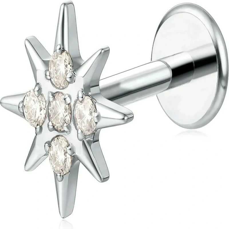 F136-18G 6mm 8mm 10mm Flat Back Internal Thread Stud Earring Piercing Jewelry for Tragus Helix Conch Cartilage Nose Lip(1pc)