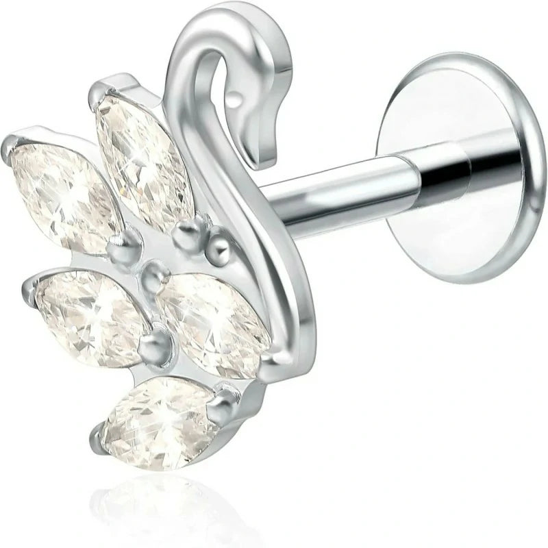 F136-18G 6mm 8mm 10mm Flat Back Internal Thread Stud Earring Piercing Jewelry for Tragus Helix Conch Cartilage Nose Lip(1pc)