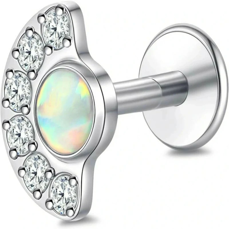 F136-18G 6mm 8mm 10mm Flat Back Internal Thread Stud Earring Piercing Jewelry for Tragus Helix Conch Cartilage Nose Lip(1pc)