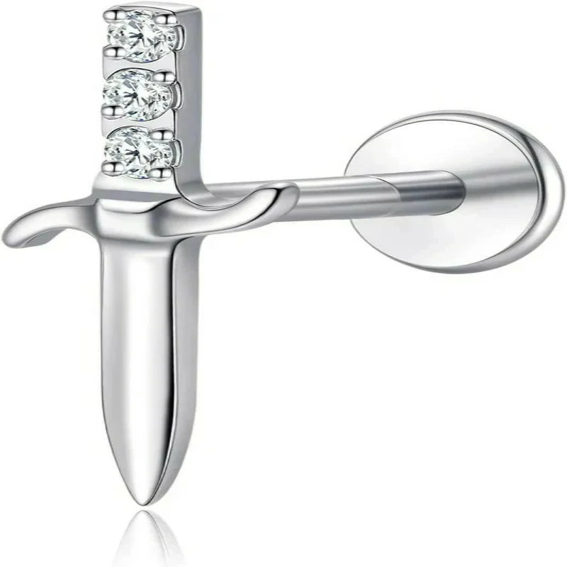 F136-18G 6mm 8mm 10mm Flat Back Internal Thread Stud Earring Piercing Jewelry for Tragus Helix Conch Cartilage Nose Lip(1pc)