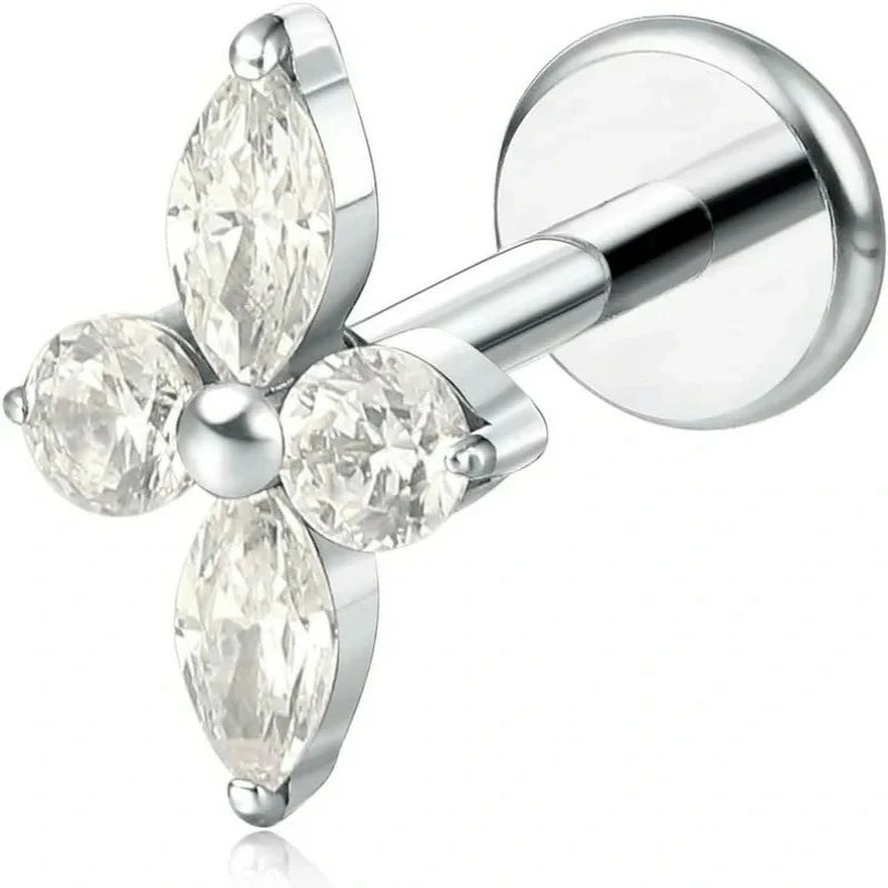 F136-18G 6mm 8mm 10mm Flat Back Internal Thread Stud Earring Piercing Jewelry for Tragus Helix Conch Cartilage Nose Lip(1pc)