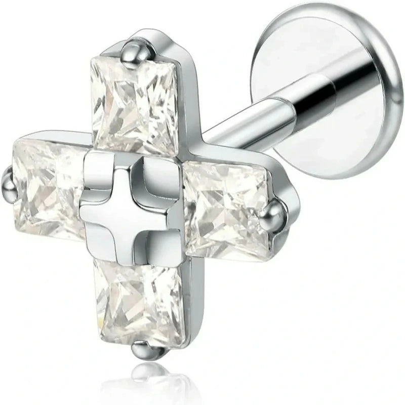 F136-18G 6mm 8mm 10mm Flat Back Internal Thread Stud Earring Piercing Jewelry for Tragus Helix Conch Cartilage Nose Lip(1pc)