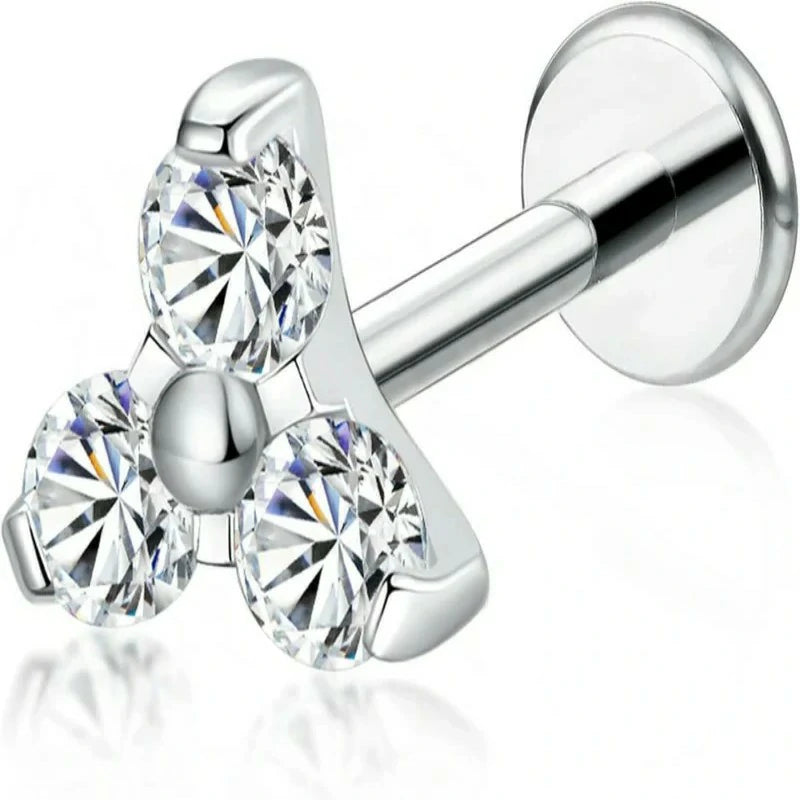 F136-18G 6mm 8mm 10mm Flat Back Internal Thread Stud Earring Piercing Jewelry for Tragus Helix Conch Cartilage Nose Lip(1pc)