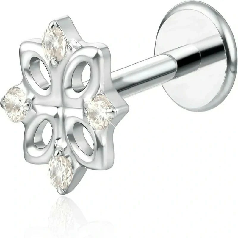 F136-18G 6mm 8mm 10mm Flat Back Internal Thread Stud Earring Piercing Jewelry for Tragus Helix Conch Cartilage Nose Lip(1pc)