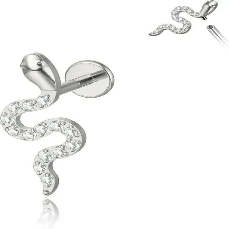 F136-18G 6mm 8mm 10mm Flat Back Internal Thread Stud Earring Piercing Jewelry for Tragus Helix Conch Cartilage Nose Lip(1pc)