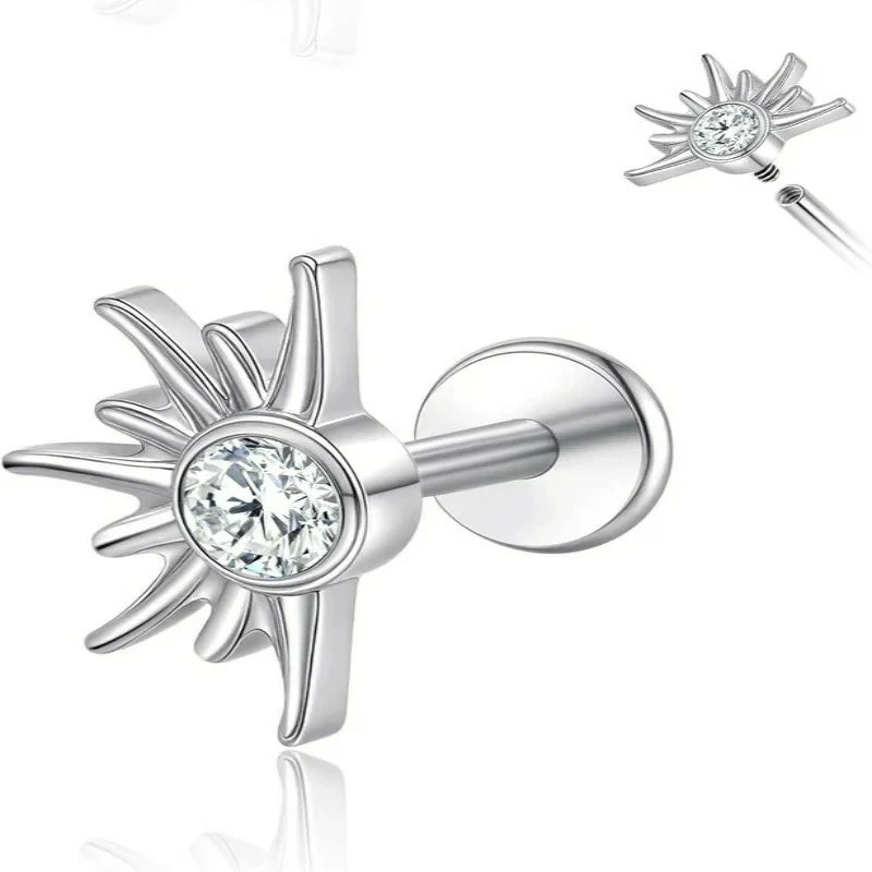 F136-18G 6mm 8mm 10mm Flat Back Internal Thread Stud Earring Piercing Jewelry for Tragus Helix Conch Cartilage Nose Lip(1pc)