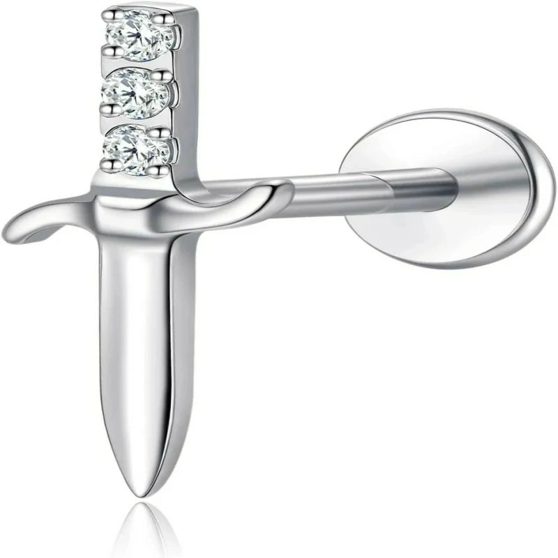 F136-18G 6mm 8mm 10mm Flat Back Internal Thread Stud Earring Piercing Jewelry for Tragus Helix Conch Cartilage Nose Lip(1pc)