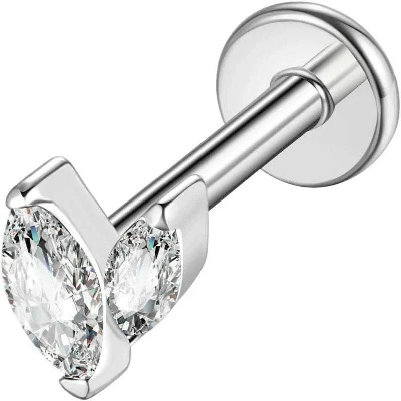 G23 Titanium Flat Back Earrings Studs 16g F136 Implant Grade Titanium Labrets Press Fit Threadless