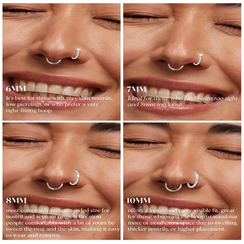 G23 Titanium Nose Rings Hoops Opal 20G Hinged Nose Ring Piercing Jewelry Septum Clicker Rings