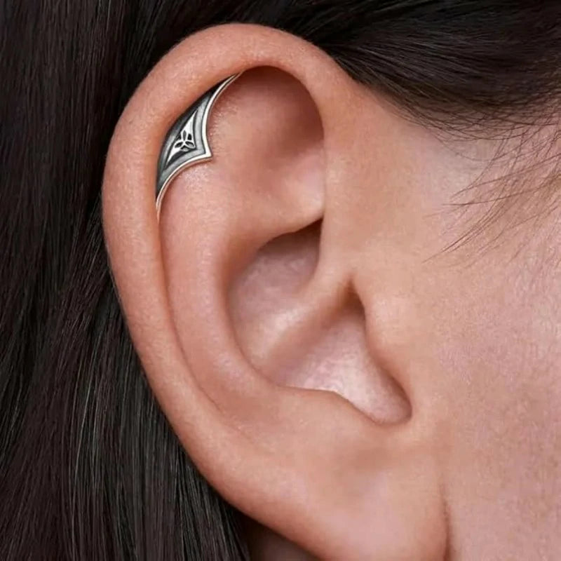Gothic Punk Geometric Mandala Lotus Flower Hidden Cartilage Helix Piercing