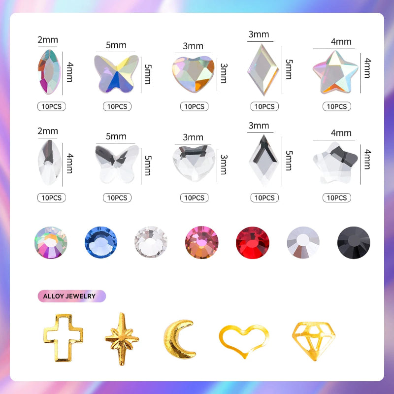 Consists of 9 Tools Crystal Flat Back Diamond Patch Sticker Glue Tooth Diamond Kit