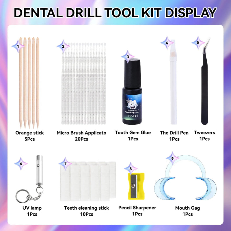 Consists of 9 Tools Crystal Flat Back Diamond Patch Sticker Glue Tooth Diamond Kit