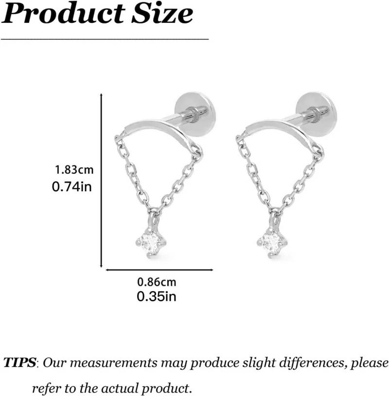 Helix Dangle Flat Back Hypoallergenic Cartilage Piercing Jewelry Chain Diamond Forward Hidden Helix