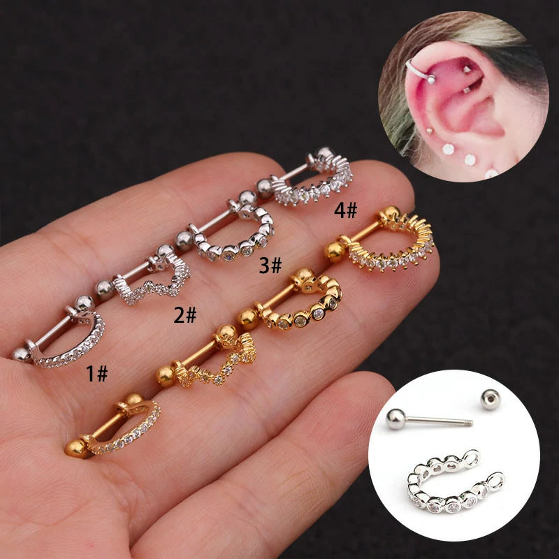 Hypoallergenic Earrings Stainless Steel Screw Back Bow Heart Flower Stud Hoop