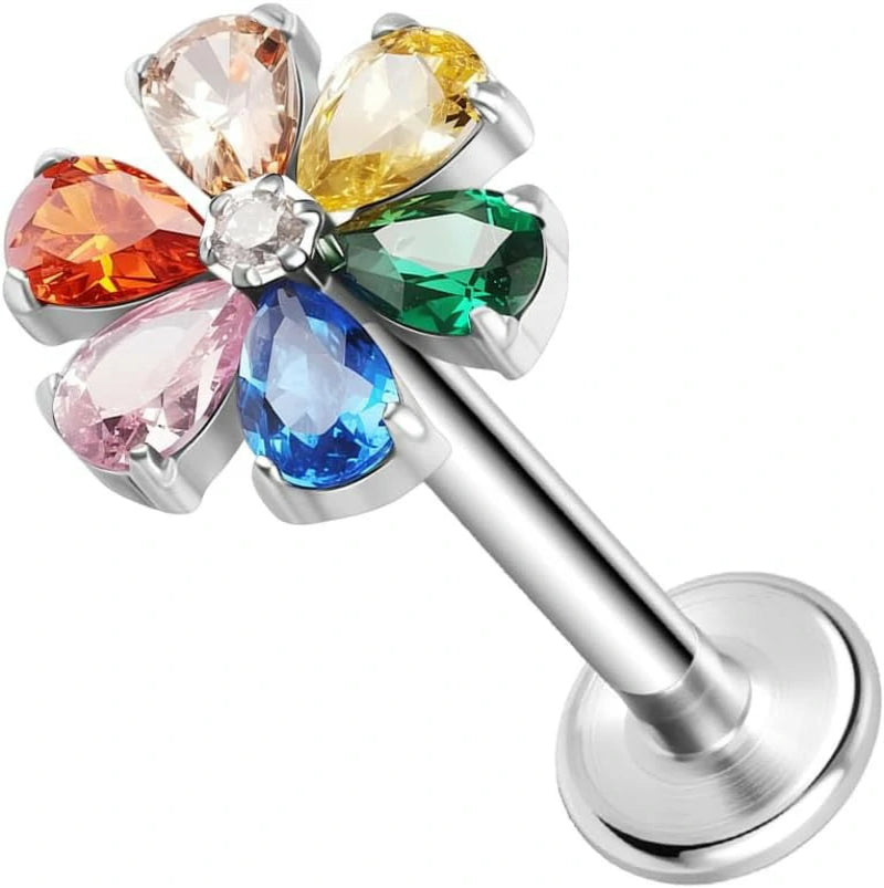 20G 18G 16G Threadless Push In Astm F136 Titanium Nose Ring Studs Flat Back Studs Earring