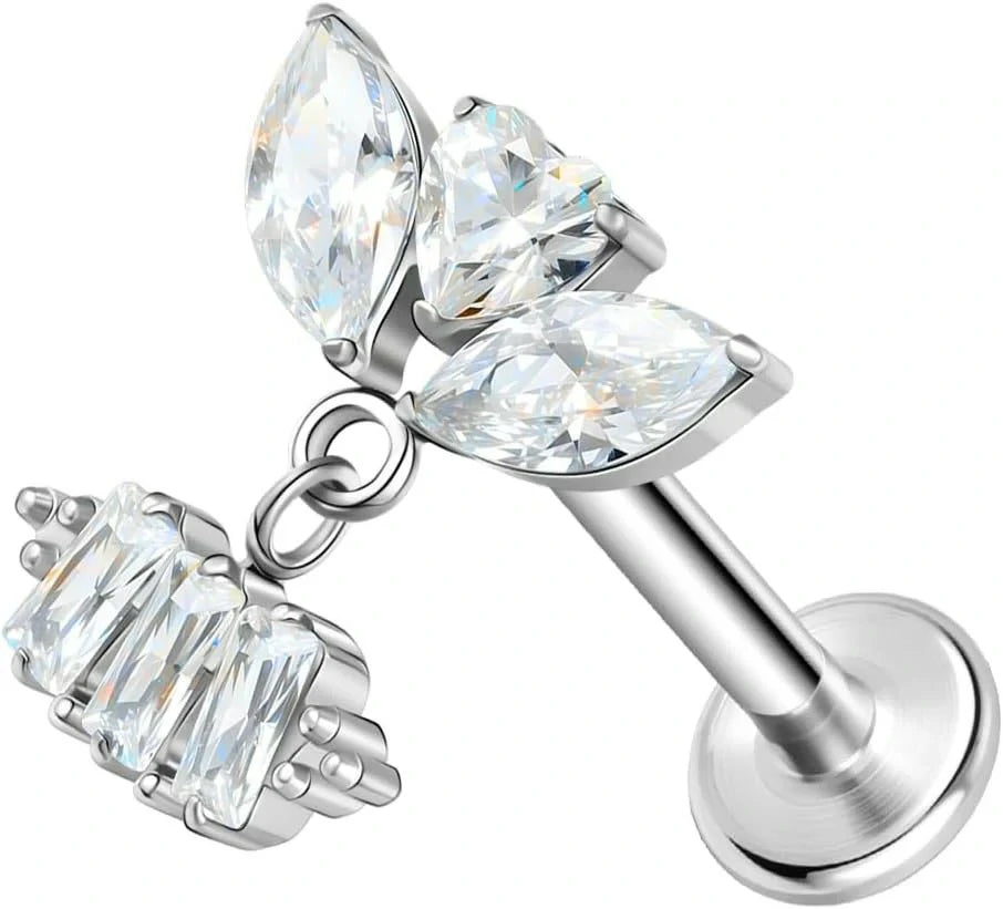 20G 18G 16G Threadless Push In Astm F136 Titanium Nose Ring Studs Flat Back Studs Earring