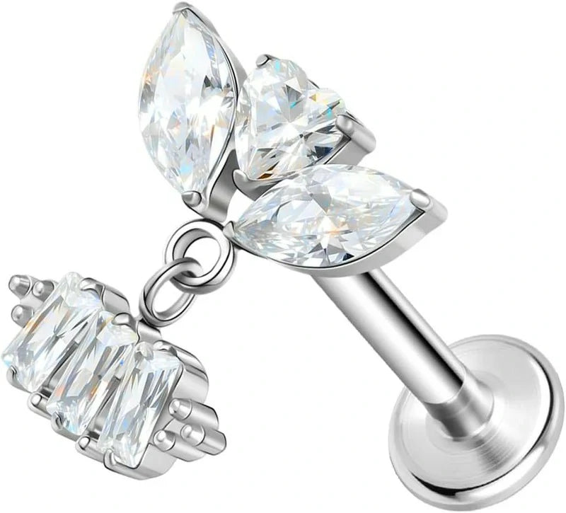 20G 18G 16G Threadless Push In Astm F136 Titanium Nose Ring Studs Flat Back Studs Earring