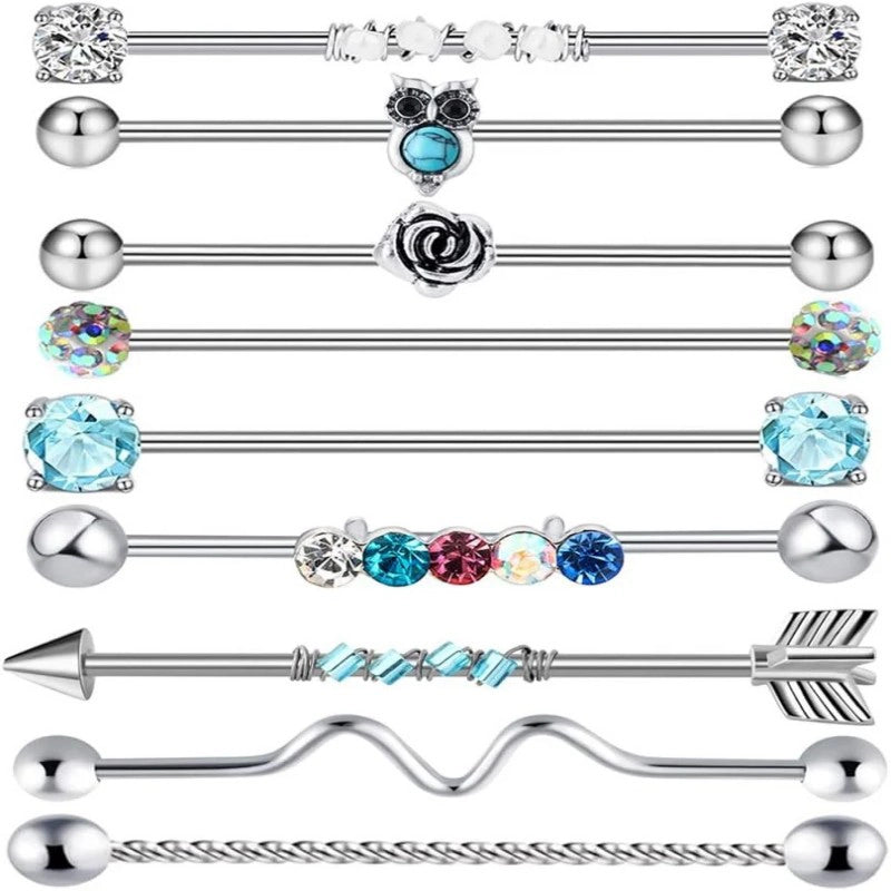 Industrial Barbell Earrings 14g Surgical Stainless Steel Scaffold Piercings Arrow Butterfly heart cute Industrial Bar