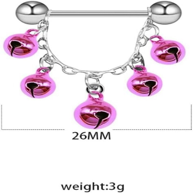 Jingle Bell Nipple Rings for Women 14G Christmas Red Green Bells Nipple Piercing Nipple