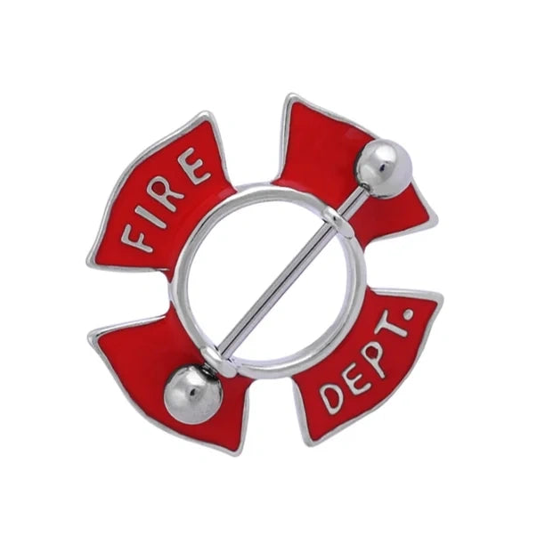 Nipple Ring Bars Fire Department Body Jewelry Sold as Pair 14 Gauge
