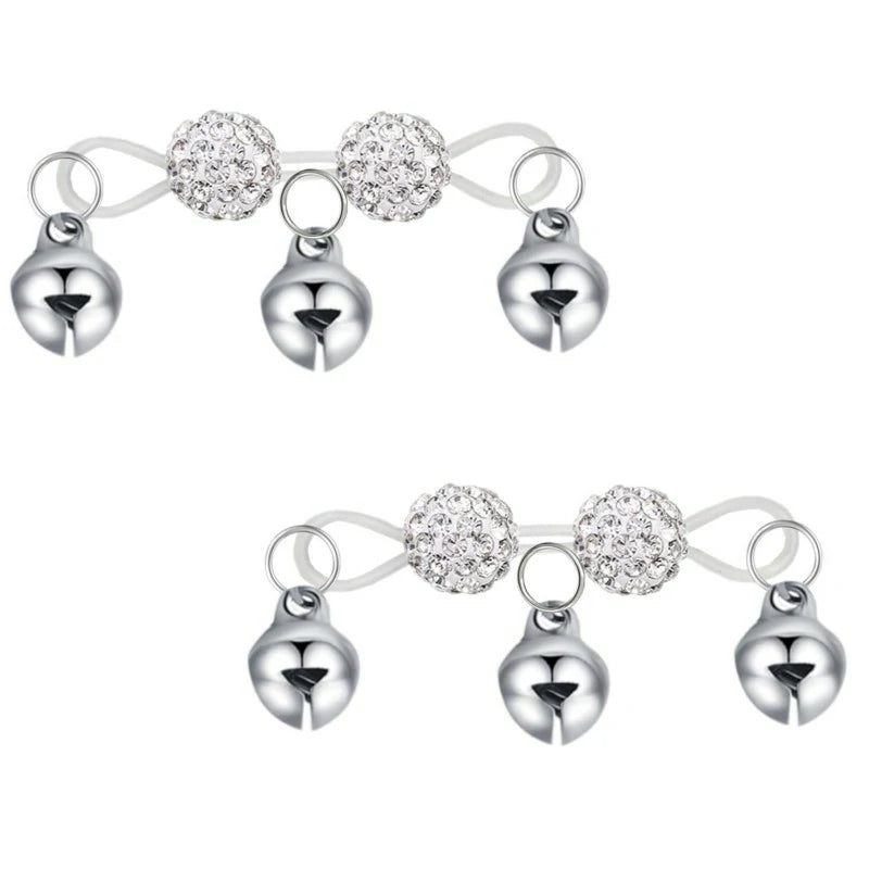 Non-Piercing Nipple Barbells Bells Fake Rings Rhinestone Adjustable Faux Nipple
