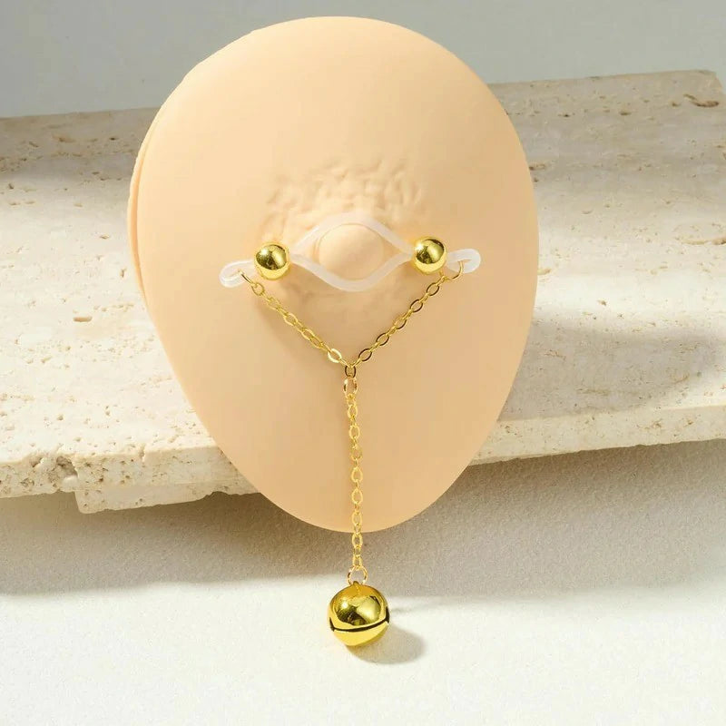 14GA Stainless Steel CZ Crystal Ice Cream Cone Nipple Barbells