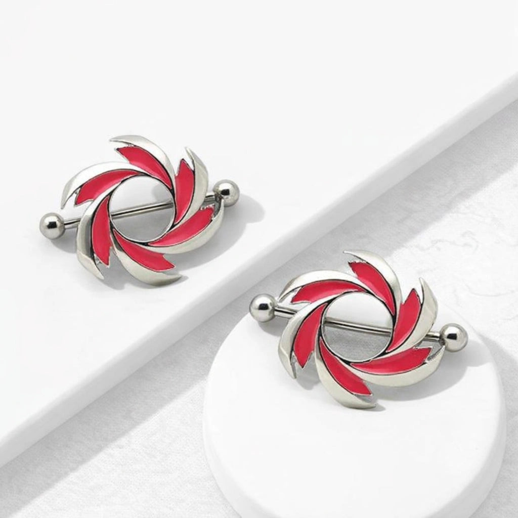 Discover these tribal swirl nipple rings made from hypoallergenic stainless steel. 14G (1.6mm) with 9/16" opening. Sold as a pair. Durable, stylish, and perfect for daily wear.