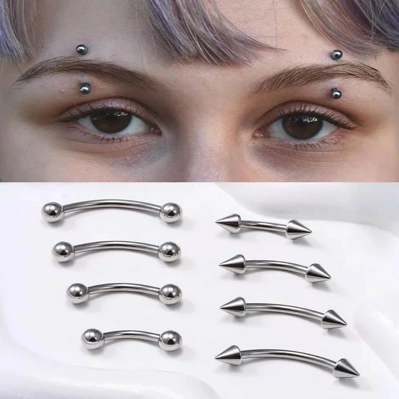 Surgical Steel Curved Barbell Tiny Eyebrow Ring Vertical Labret Lip Jewelry
