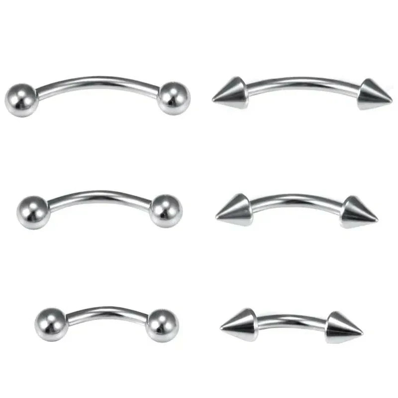 Surgical Steel Curved Barbell Tiny Eyebrow Ring Vertical Labret Lip Jewelry