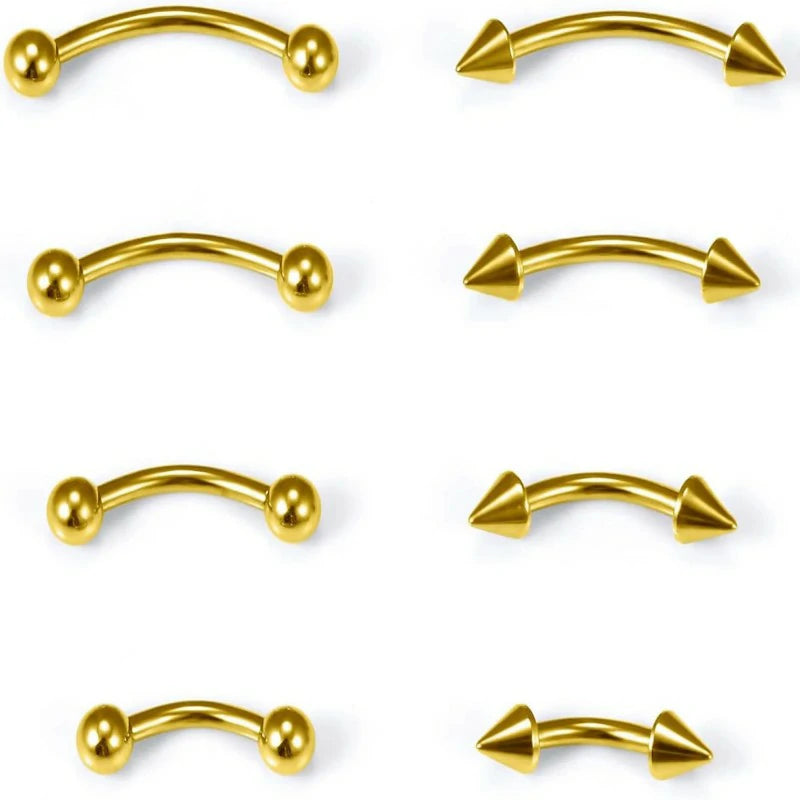 Surgical Steel Curved Barbell Tiny Eyebrow Ring Vertical Labret Lip Jewelry